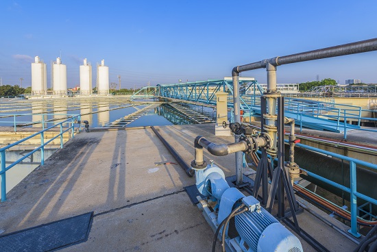 Chemical addition process in Water Treatment Plant with blue sky
